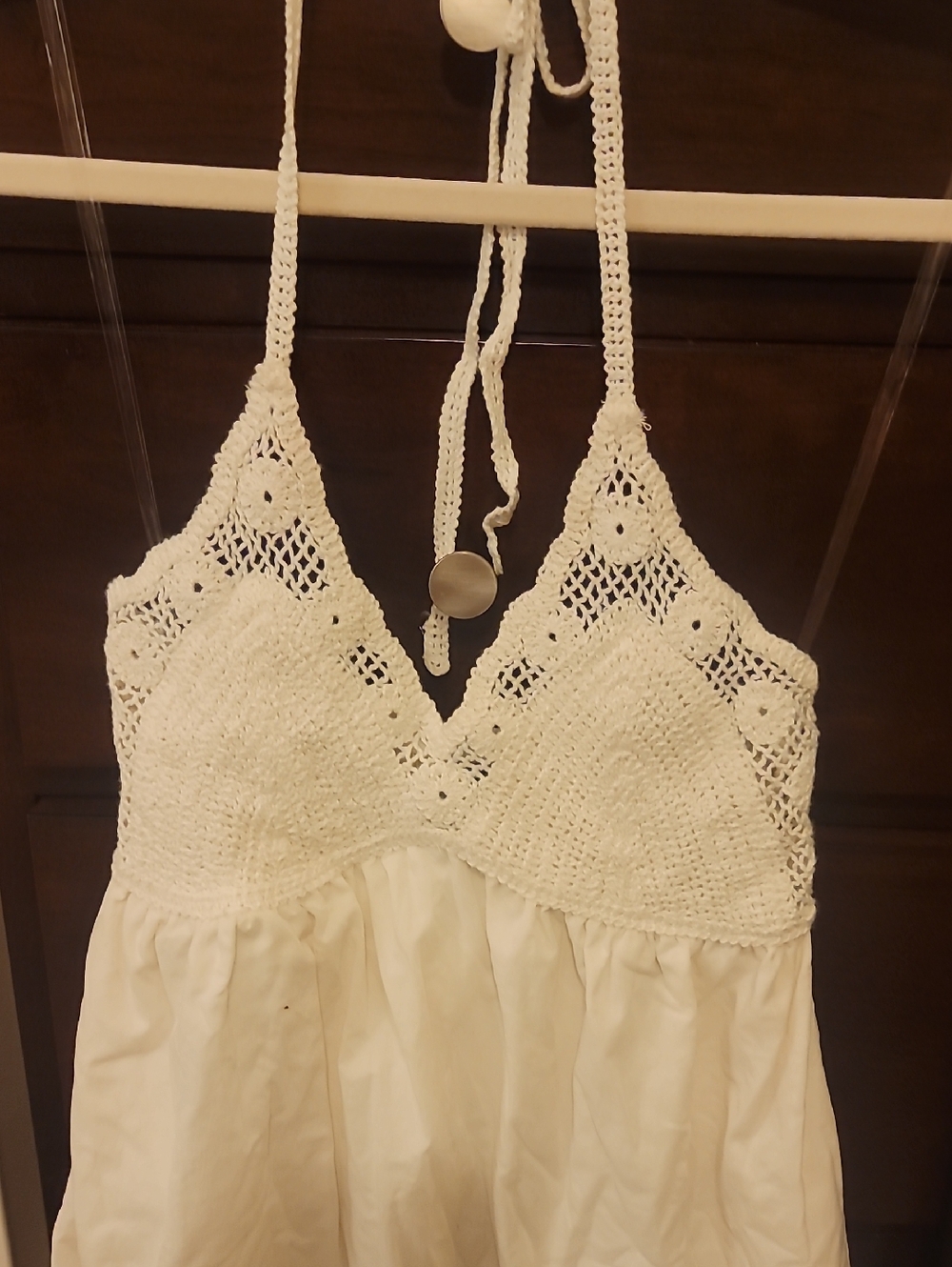 NWT wild fable Fully Lined White Crochet-Bodice Midi Dress Size Xs